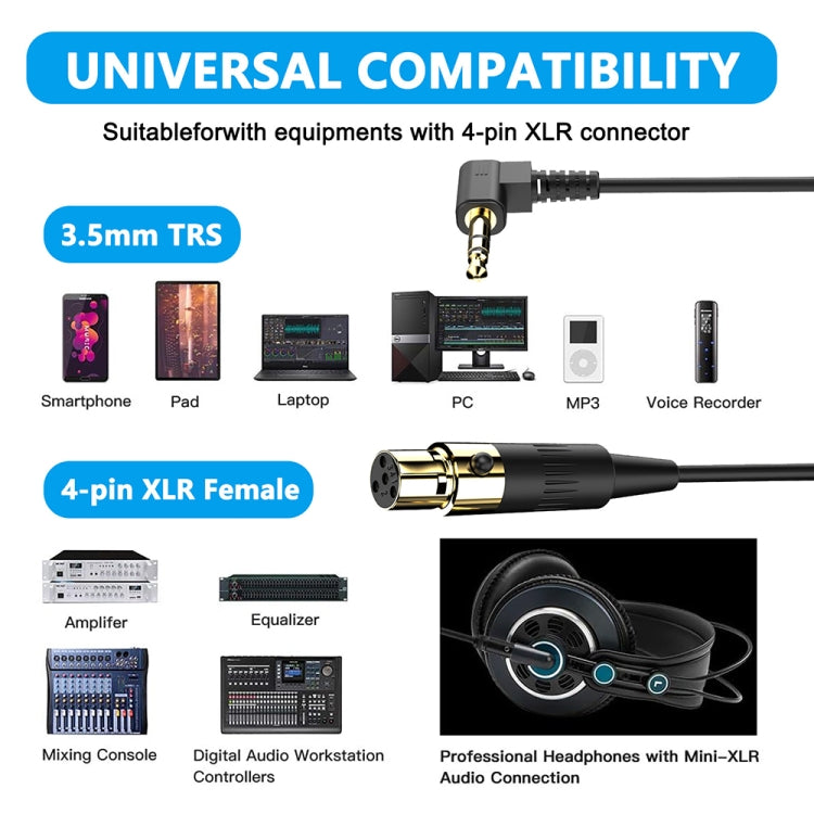 Mini 3 Pin XLR Female to 3.5mm TRS PC Camera Microphone Coiled Stereo Audio Adapter Cable, Length: 0.5m(Black) by buy2fix