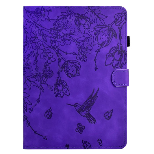 For iPad Pro 11 2024 Flowers and Bird Embossed Smart Leather Tablet Case(Purple) - iPad Pro 11 2024 Cases by buy2fix | Online Shopping UK | buy2fix