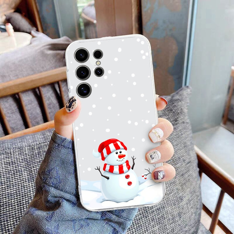For Samsung Galaxy S25 Ultra 5G Christmas Painted Pattern TPU Transparent Phone Case(Snowman) by buy2fix