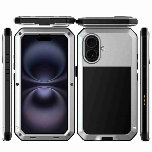 For iPhone 16 RedPepper Triple-proof Metal Phone Case(Silver) by RedPepper