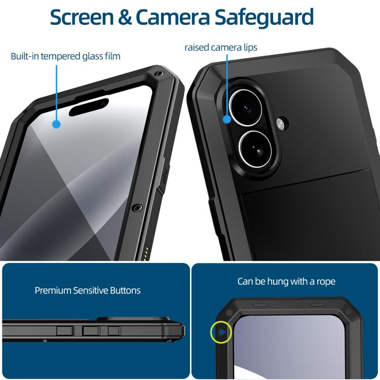 For iPhone 17 RedPepper Triple-proof Metal Phone Case(Black) - iPhone 17 Cases by RedPepper | Online Shopping UK | buy2fix