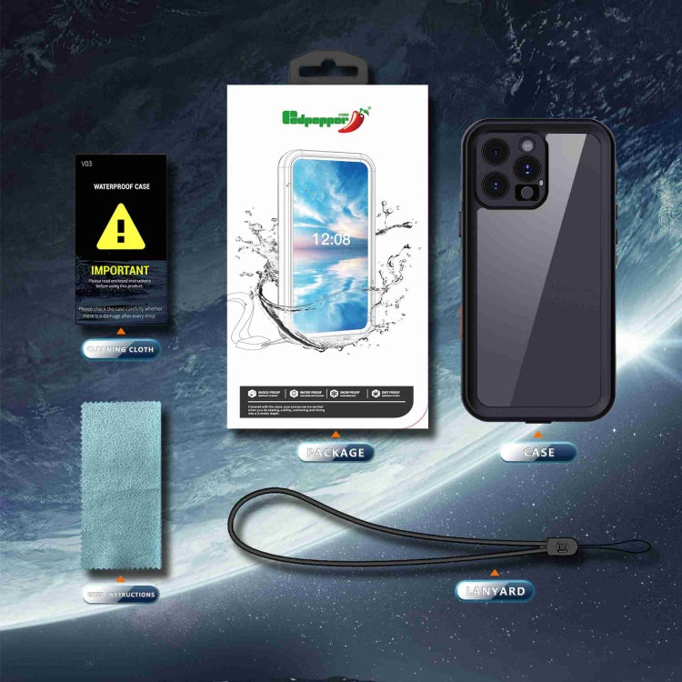 For iPhone 16 Pro Max RedPepper Transparent Dot IP68 Waterproof Triple-proof Phone Case(Black Dark Grey) by RedPepper