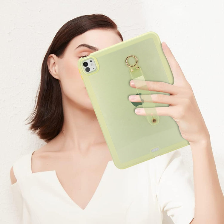 For iPad Pro 13 2024 Wristband Holder PC Hybrid TPU Soft Tablet Case(Yellow) - iPad Pro 13 2024 Cases by buy2fix | Online Shopping UK | buy2fix