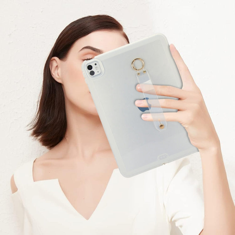 For iPad Pro 13 2024 Wristband Holder PC Hybrid TPU Soft Tablet Case(Transparent) - iPad Pro 13 2024 Cases by buy2fix | Online Shopping UK | buy2fix