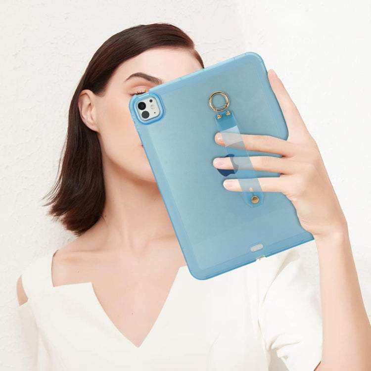 For iPad Pro 13 2024 Wristband Holder PC Hybrid TPU Soft Tablet Case(Blue) - iPad Pro 13 2024 Cases by buy2fix | Online Shopping UK | buy2fix