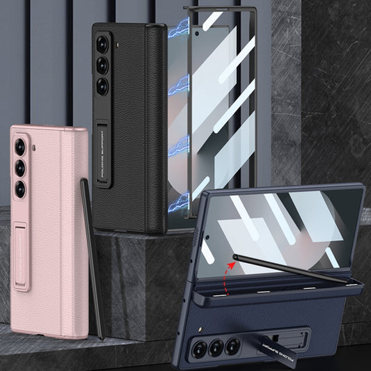 For Samsung Galaxy Z Fold6 GKK Integrated Magnetic Leather Flip Phone Case with Pen Box, Not Included Pen(Grey) by GKK