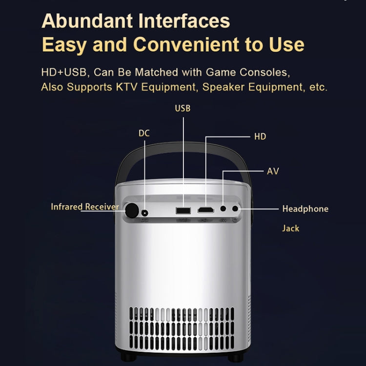 T-2 1920 x 1080P 240ANSI HiSilicon 352 Android 9.0 Portable Projector, EU Plug(White) by buy2fix