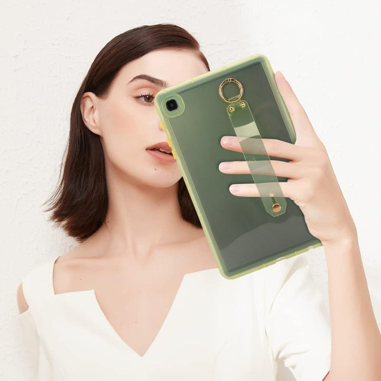 For Samsung Galaxy Tab S9 / S8 / S7 Wristband Holder PC Hybrid TPU Soft Tablet Case(Yellow) by buy2fix