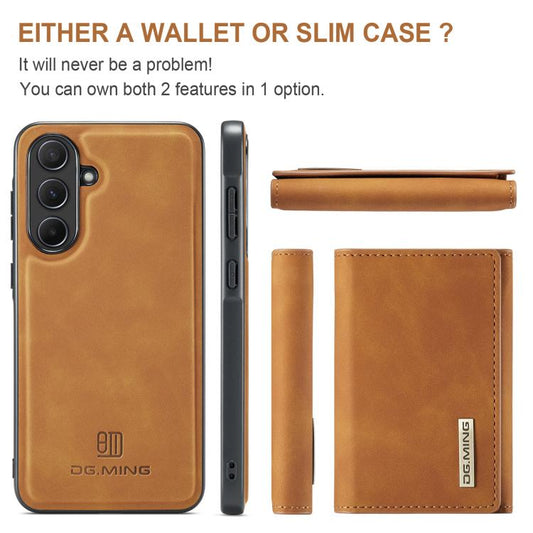 For Samsung Galaxy A56 5G DG.MING M1 Series 3-Fold Multi Card Wallet + Magnetic Phone Case(Brown) - Galaxy Phone Cases by DG.MING | Online Shopping UK | buy2fix