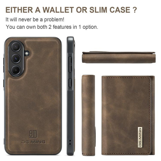 For Samsung Galaxy A56 5G DG.MING M1 Series 3-Fold Multi Card Wallet + Magnetic Phone Case(Coffee) - Galaxy Phone Cases by DG.MING | Online Shopping UK | buy2fix
