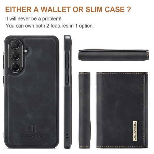 For Samsung Galaxy A56 5G DG.MING M1 Series 3-Fold Multi Card Wallet + Magnetic Phone Case(Black) - Galaxy Phone Cases by DG.MING | Online Shopping UK | buy2fix