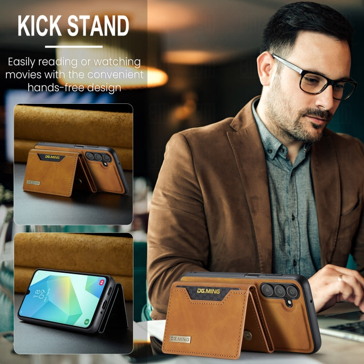 For Samsung Galaxy A16 5G DG.MING M2 Series 3-Fold Multi Card Bag + Magnetic Phone Case(Brown) by DG.MING