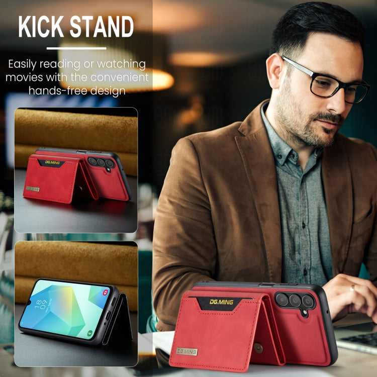 For Samsung Galaxy A16 5G DG.MING M2 Series 3-Fold Multi Card Bag + Magnetic Phone Case(Red) by DG.MING