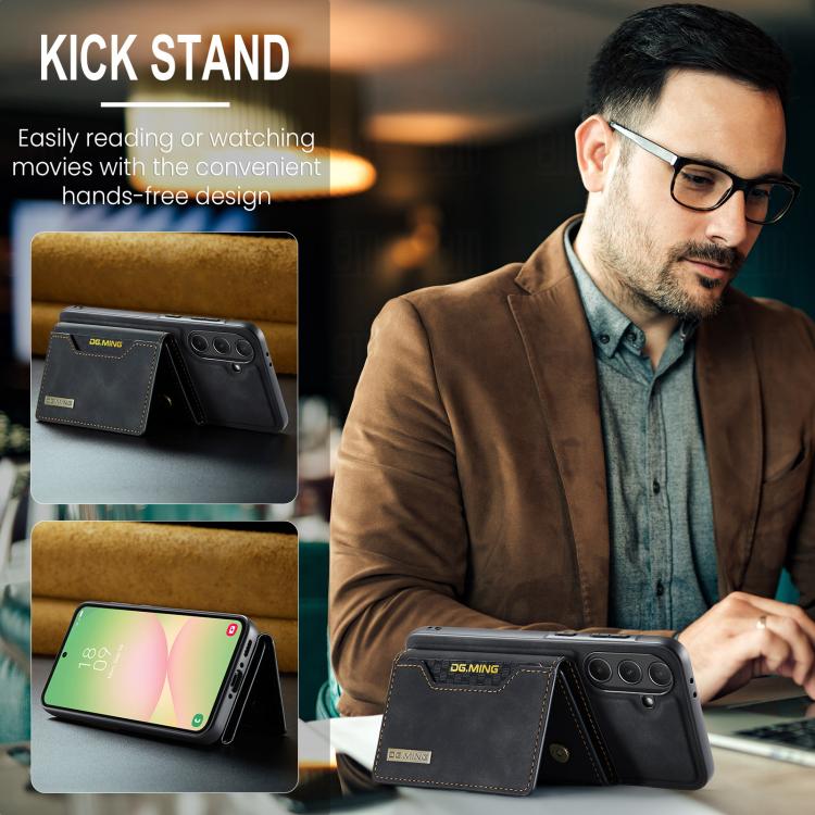 For Samsung Galaxy A56 5G DG.MING M2 Series 3-Fold Multi Card Bag + Magnetic Phone Case(Black) - Galaxy Phone Cases by DG.MING | Online Shopping UK | buy2fix