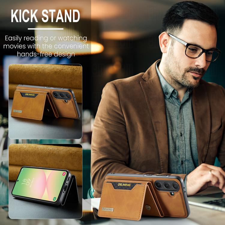 For Samsung Galaxy A56 5G DG.MING M2 Series 3-Fold Multi Card Bag + Magnetic Phone Case(Brown) - Galaxy Phone Cases by DG.MING | Online Shopping UK | buy2fix