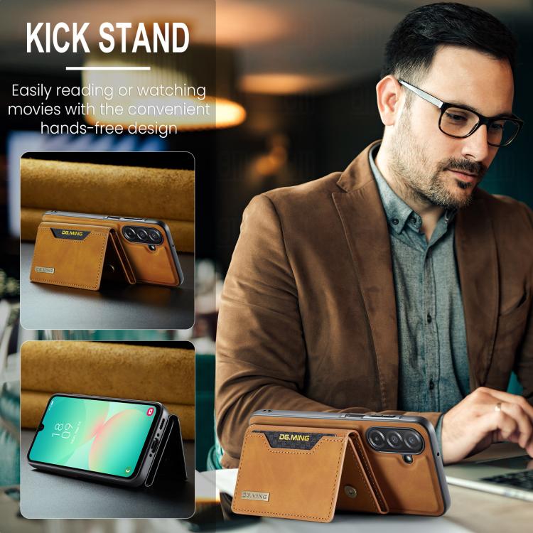 For Samsung Galaxy A26 5G DG.MING M2 Series 3-Fold Multi Card Bag + Magnetic Phone Case(Brown) - Galaxy Phone Cases by DG.MING | Online Shopping UK | buy2fix