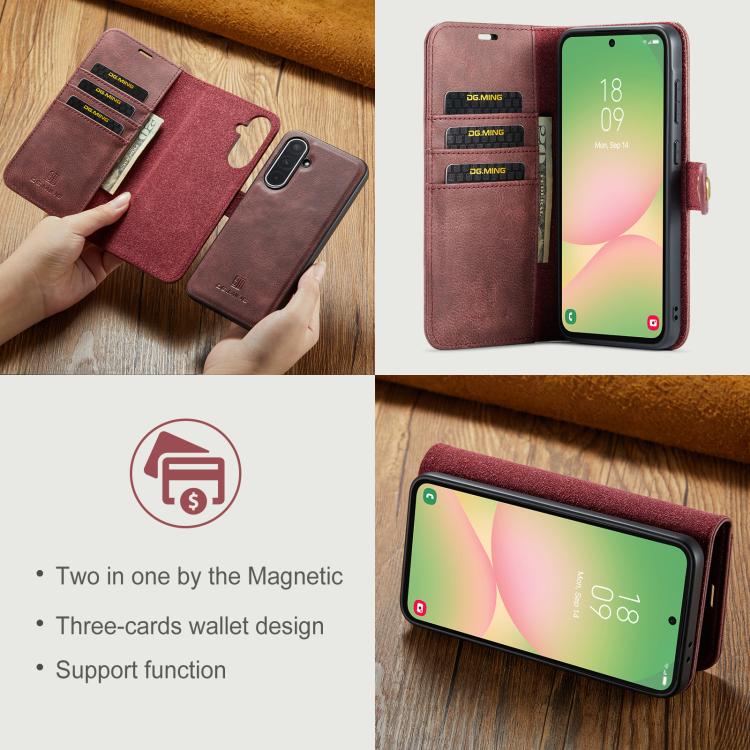 For Samsung Galaxy A56 5G DG.MING Crazy Horse Texture Detachable Magnetic Leather Case(Red) - Galaxy Phone Cases by DG.MING | Online Shopping UK | buy2fix