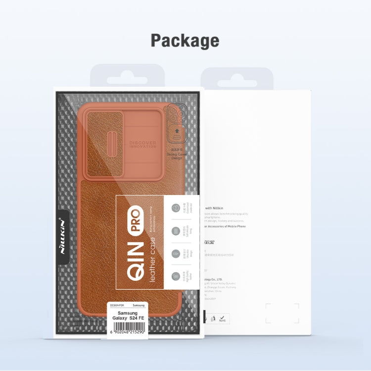 For Samsung Galaxy S24 FE 5G NILLKIN QIN Series Pro Sliding Camera Cover Design Leather Phone Case(Black) by NILLKIN