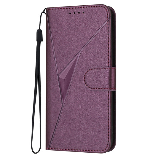 For Motorola Moto G Play 4G 2024 Triangle Pattern Buckle Clasp Leather Phone Case(Dark Purple) by buy2fix