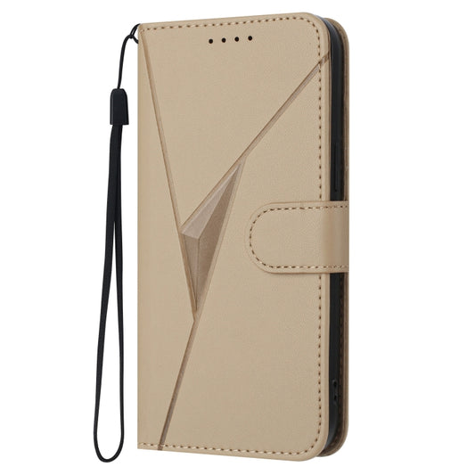For Motorola Moto G Play 4G 2024 Triangle Pattern Buckle Clasp Leather Phone Case(Gold) by buy2fix