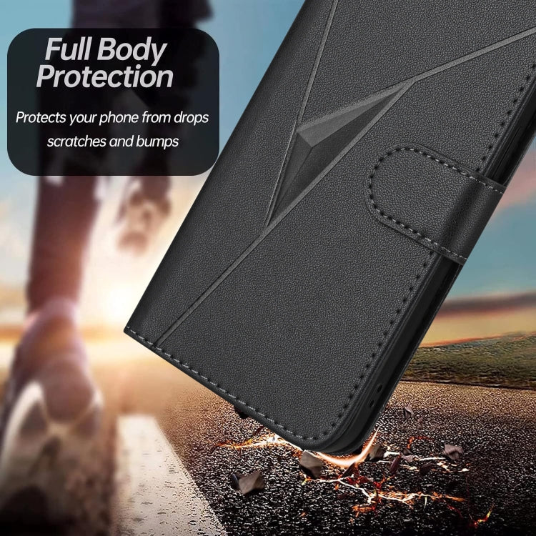 For Motorola Moto G 5G 2024 Triangle Pattern Buckle Clasp Leather Phone Case(Black) by buy2fix