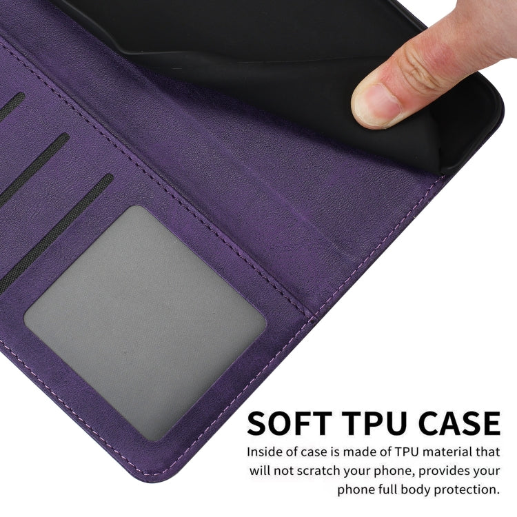 For Samsung Galaxy S25+ / S24+ 5G Solid Calf Texture Flip Leather Phone Case(Purple) by buy2fix