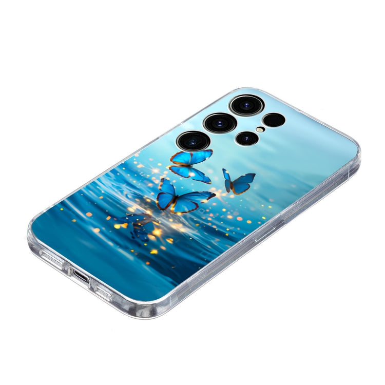For Samsung Galaxy S25 Ultra 5G Colorful Painting Pattern TPU Phone Case(Blue Butterflies) by buy2fix