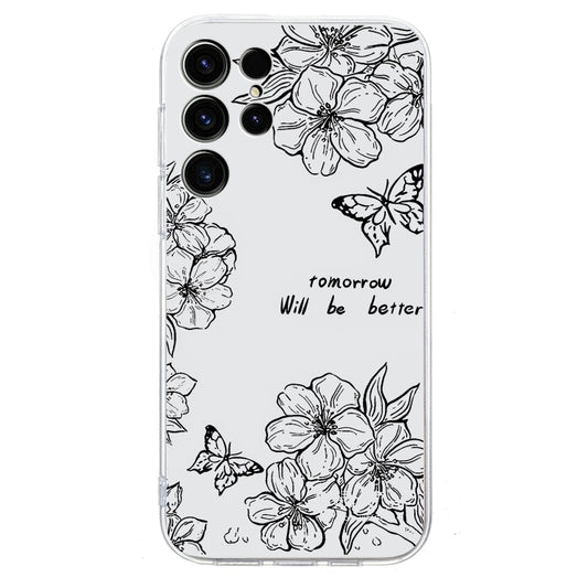 For Samsung Galaxy S25 Ultra 5G Colorful Painting Pattern TPU Phone Case(Butterfly Flower) by buy2fix