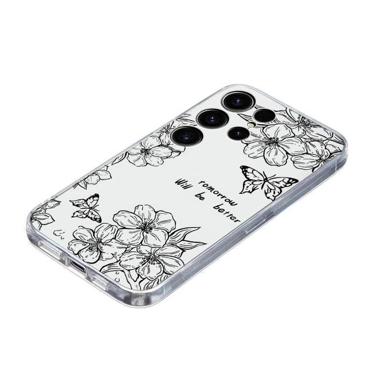 For Samsung Galaxy S25 Ultra 5G Colorful Painting Pattern TPU Phone Case(Butterfly Flower) by buy2fix