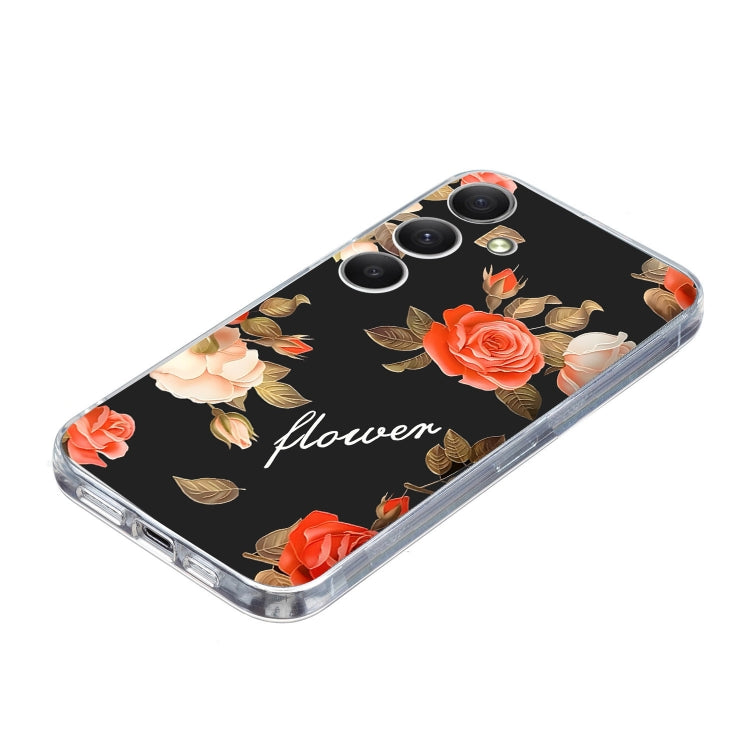 For Samsung Galaxy S25 FE 5G Colorful Painting Pattern TPU Phone Case(Flowers On Black) by buy2fix
