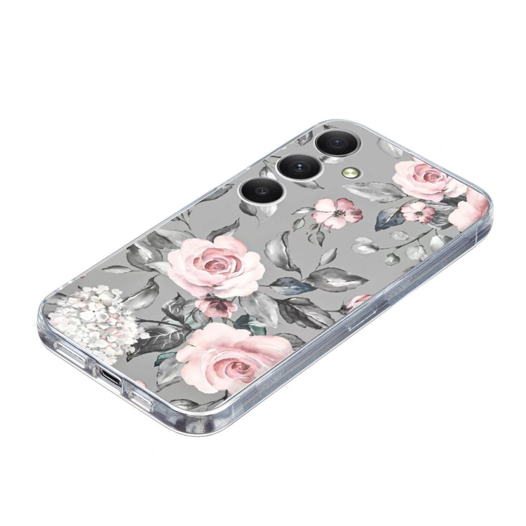 For Samsung Galaxy S25 FE 5G Colorful Painting Pattern TPU Phone Case(Flowers On Grey) by buy2fix
