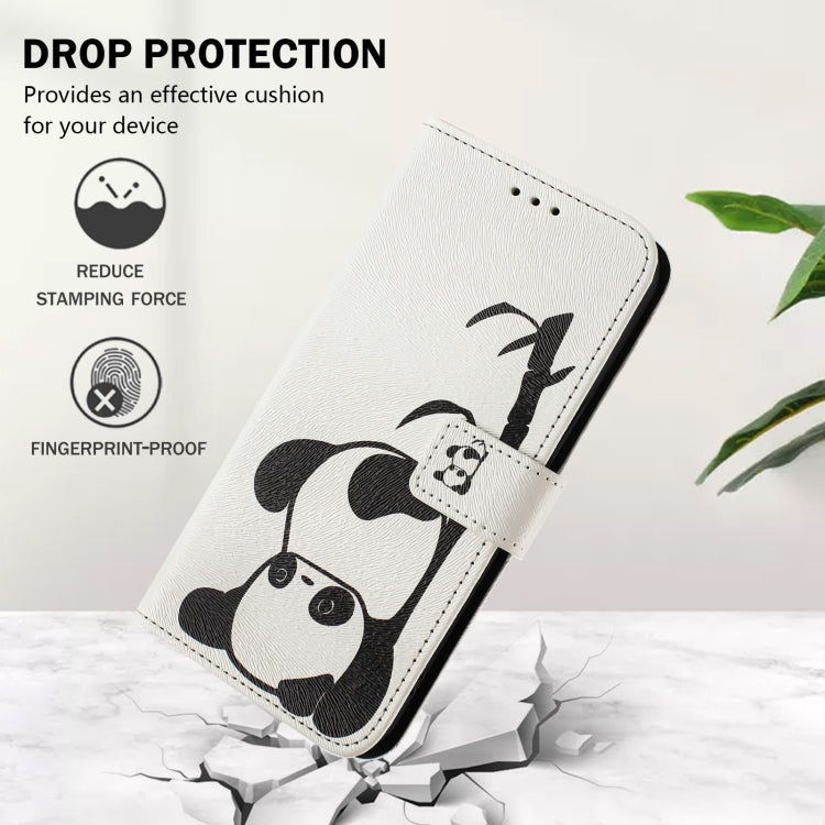 For iPhone 16e Art Colored Drawing Pattern Leather Phone Case(Panda) - iPhone 16e Cases by buy2fix | Online Shopping UK | buy2fix