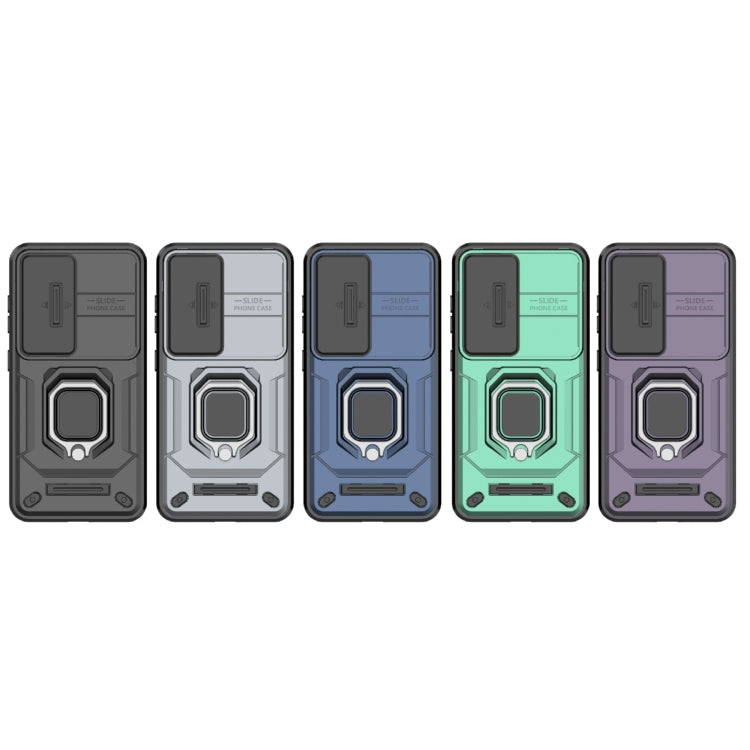 For Samsung Galaxy S25 5G Sliding Camshield TPU + PC Shockproof Phone Case with Holder(Grey) by buy2fix