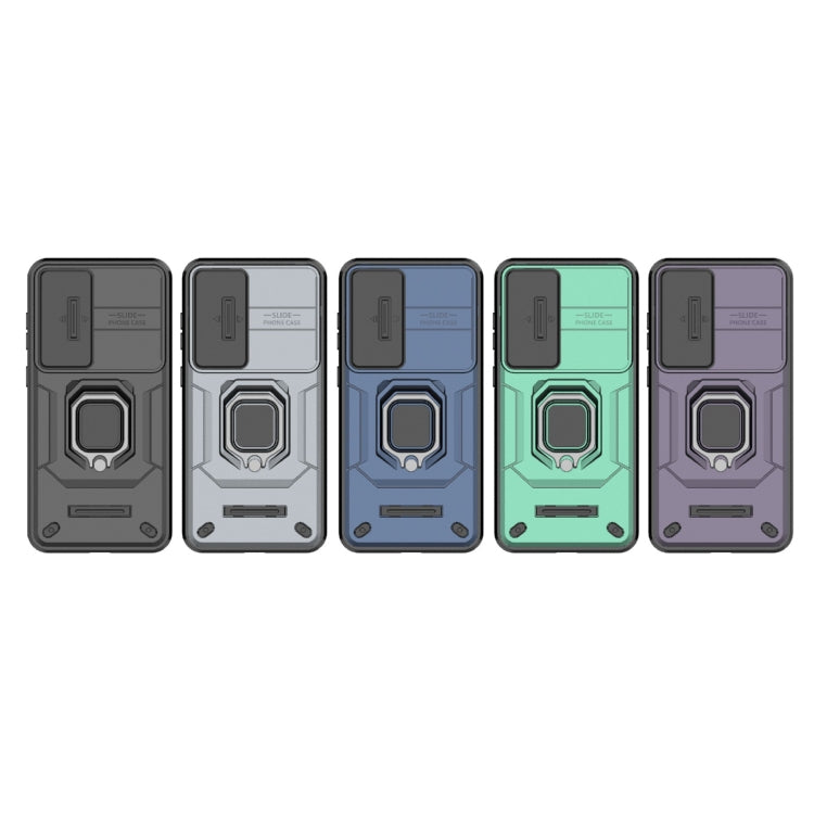 For Samsung Galaxy S25+ 5G Sliding Camshield TPU + PC Shockproof Phone Case with Holder(Purple) by buy2fix