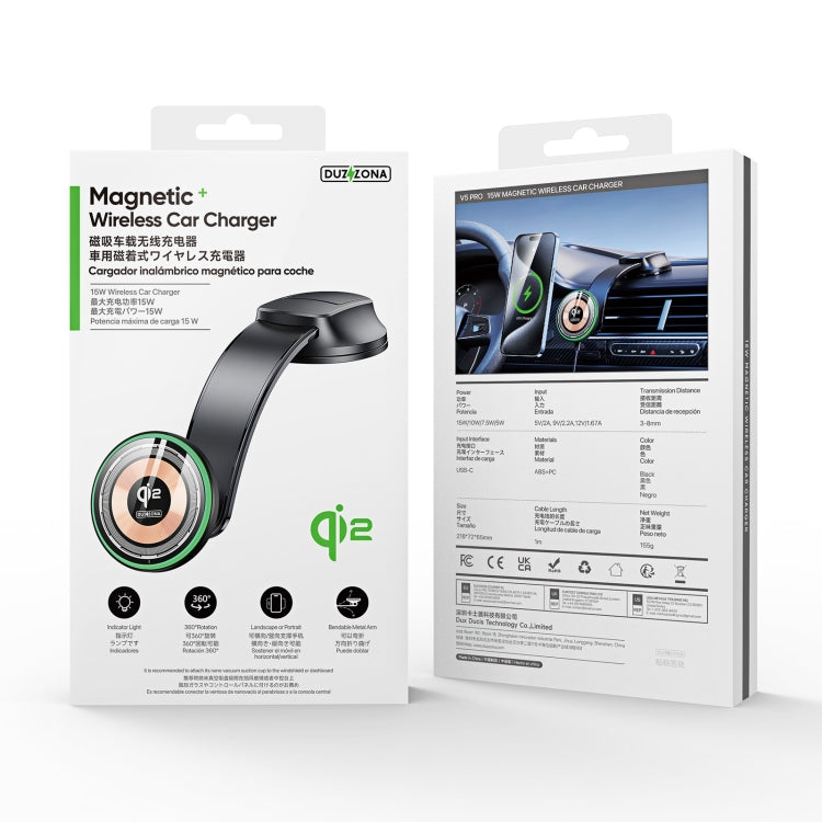 DUZZONA V5 Pro 15W Qi2 Car Magnetic Wireless Charger Phone Holder(Transparent) by DUZZONA