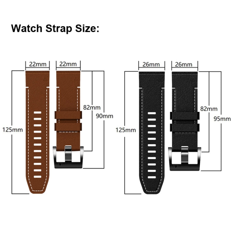 For Garmin 26mm Silicone Leather Quick Release Watch Band(Black) by buy2fix