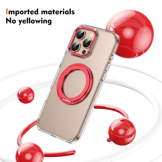 For iPhone 16 Pro Ice-Cold Rotating Ring Holder PC MagSafe Phone Case(Red) - iPhone 16 Pro Cases by buy2fix | Online Shopping UK | buy2fix