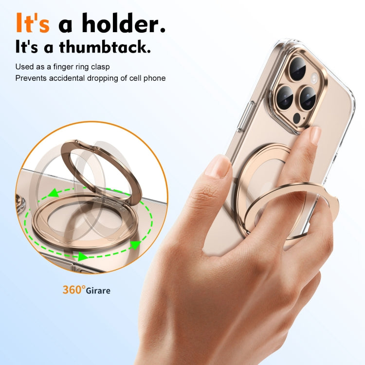 For iPhone 16 Pro Ice-Cold Rotating Ring Holder PC MagSafe Phone Case(Desert Gold) - iPhone 16 Pro Cases by buy2fix | Online Shopping UK | buy2fix