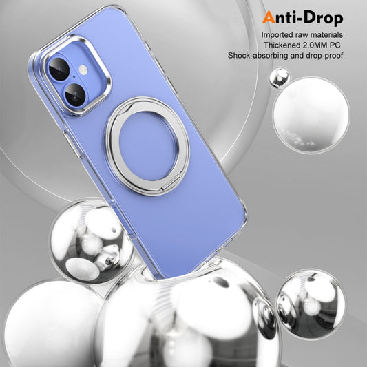 For iPhone 16 Plus Ice-Cold Rotating Ring Holder PC MagSafe Phone Case(Silver) - iPhone 16 Plus Cases by buy2fix | Online Shopping UK | buy2fix