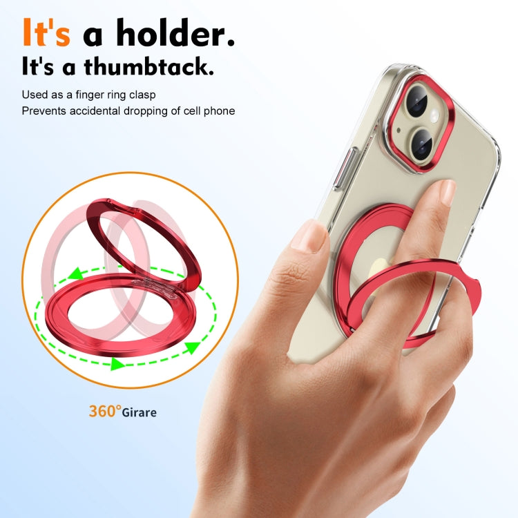 For iPhone 15 Plus / 14 Plus Ice-Cold Rotating Ring Holder PC MagSafe Phone Case(Red) - iPhone 15 Plus Cases by buy2fix | Online Shopping UK | buy2fix
