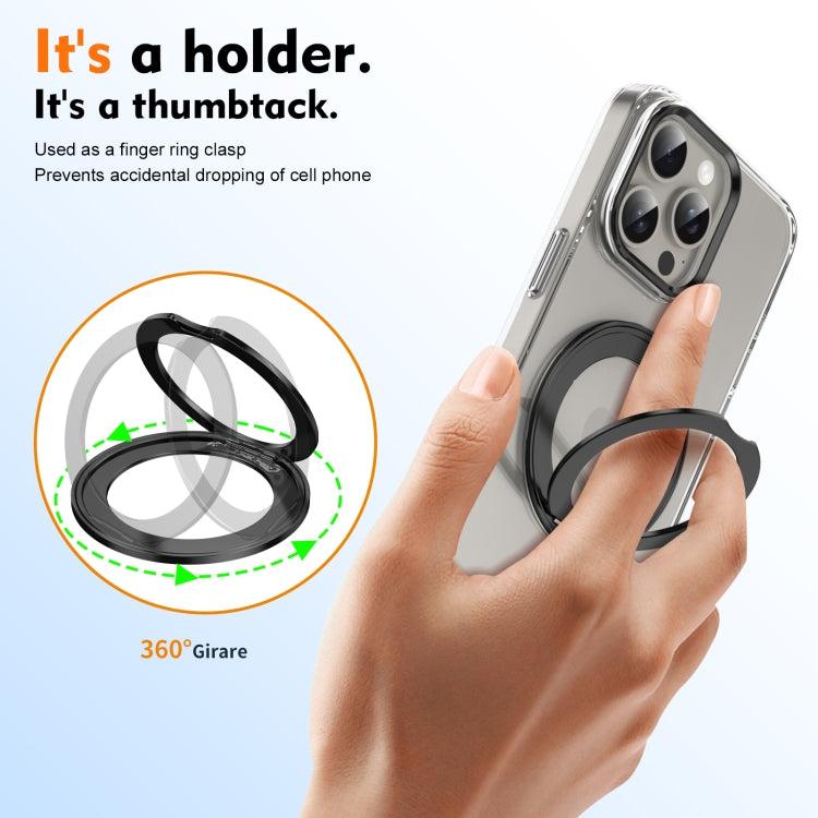 For iPhone 13 Pro Ice-Cold Rotating Ring Holder PC MagSafe Phone Case(Black) - iPhone 13 Pro Cases by buy2fix | Online Shopping UK | buy2fix