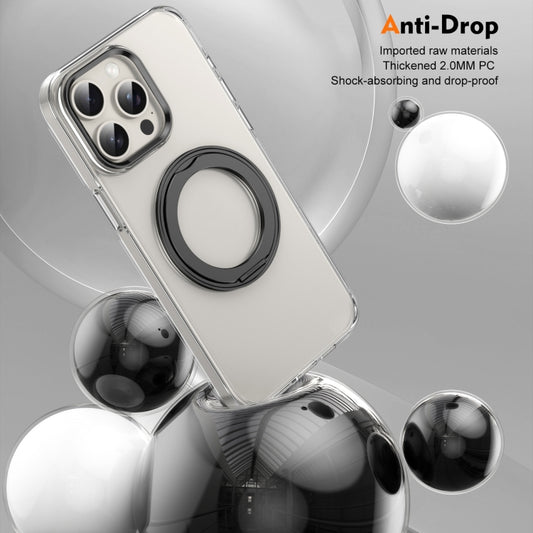 For iPhone 12 / 12 Pro Ice-Cold Rotating Ring Holder PC MagSafe Phone Case(Black) - iPhone 12 / 12 Pro Cases by buy2fix | Online Shopping UK | buy2fix