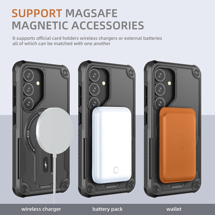 For Samsung Galaxy S24+ 5G / S25+ 5G Armor MagSafe Holder PC Hybrid TPU Phone Case(Black) by buy2fix