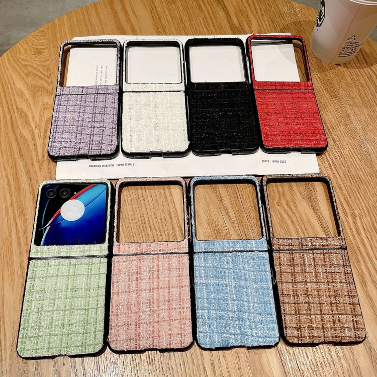For Motorola Razr 40 Ultra Plaid Fabric PC Protective Phone Case(White) by buy2fix