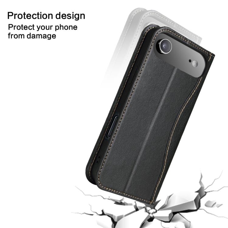 For iPhone Air Fierre Shann Cowhide Leather Flip Leather Phone Case(Black) - iPhone Air Cases by FIERRE SHANN | Online Shopping UK | buy2fix