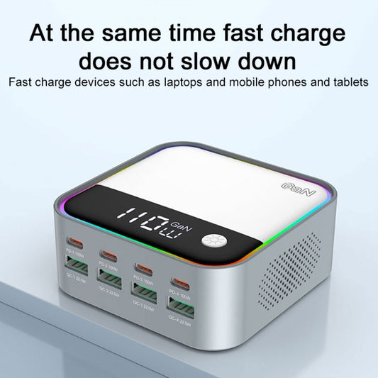 WLX-M8 120W Smart Digital Display Multi-Port Desktop Charger Dock Station, UK Plug(Grey White) - Multifunction Charger by buy2fix | Online Shopping UK | buy2fix