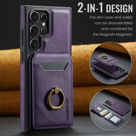 For Samsung Galaxy S24 Ultra 5G MAGKING K1 MagSafe Detachable Wallet RFID Back Cover Phone Case(Purple) by MAGKING