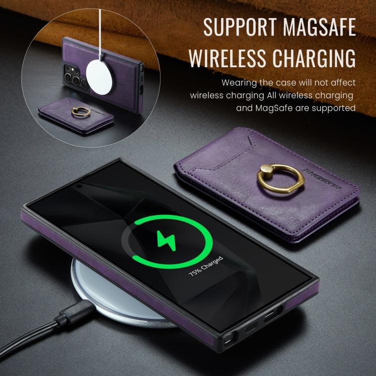 For Samsung Galaxy S24 Ultra 5G MAGKING K1 MagSafe Detachable Wallet RFID Back Cover Phone Case(Purple) by MAGKING