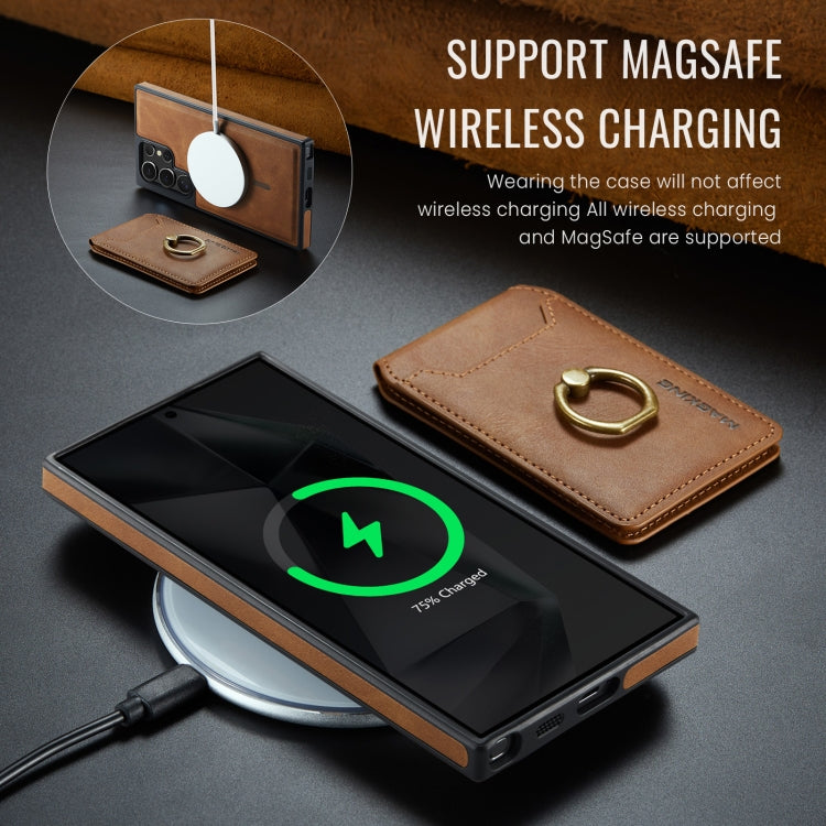 For Samsung Galaxy S24 Ultra 5G MAGKING K1 MagSafe Detachable Wallet RFID Back Cover Phone Case(Brown) by MAGKING