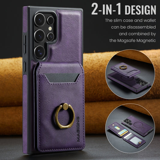 For Samsung Galaxy S23 Ultra 5G MAGKING K1 MagSafe Detachable Wallet RFID Back Cover Phone Case(Purple) by MAGKING